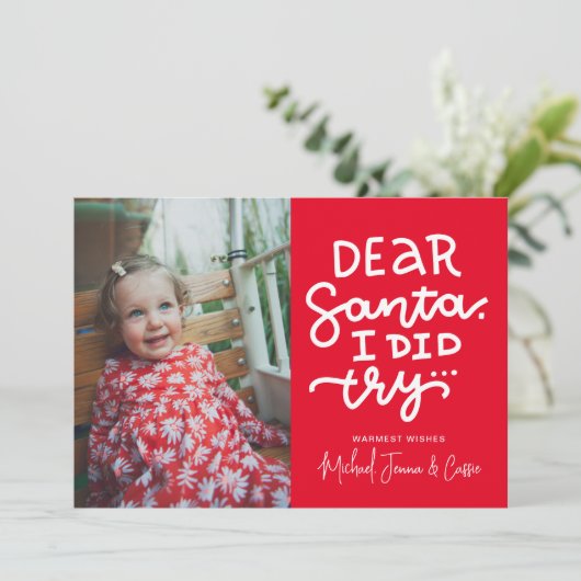 VOEG UW FOTO TOE | Beste kerstman, ik heb geprobee Kaart (Staand voorkant)