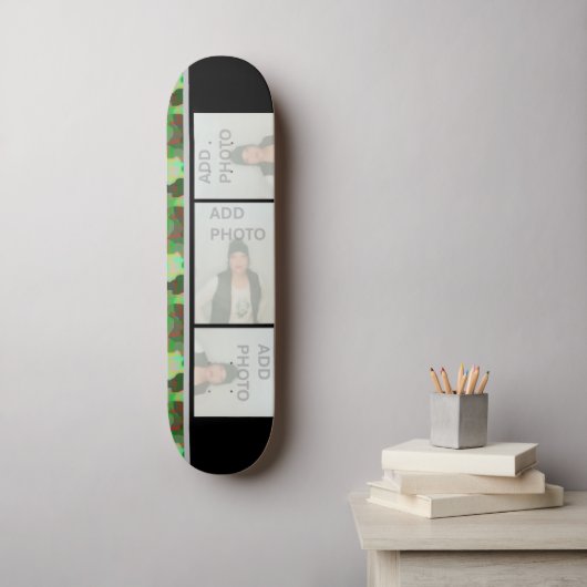 Voeg uw foto toe Camouflage Skateboard (Muurkunst)