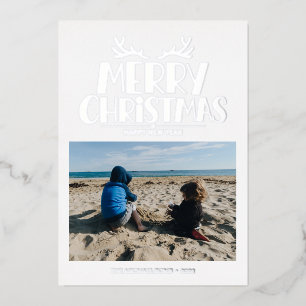 VOEG UW FOTO TOE Prettig Kerstfeest & Gelukkig N Folie Feestdagenkaart