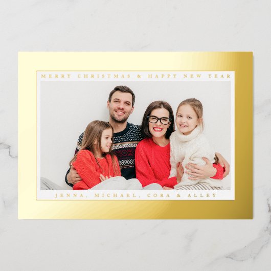 VOEG UW FOTO TOE | Prettig Kerstfeest & Gelukkig N Folie Feestdagenkaart (Voorkant)