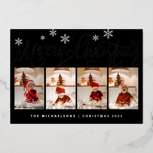 VOEG UW FOTO TOE | Vakantiecarakter voor prettige  Folie Feestdagenkaart (Voorkant)