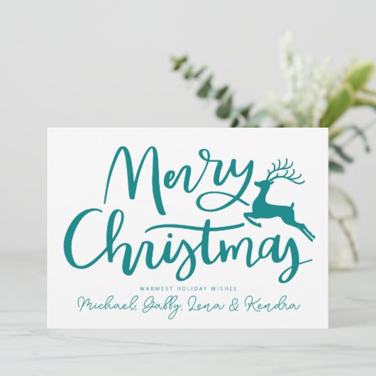 VOEG UW FOTO TOE | Vroegere kerstrendierster Kaart (Staand voorkant)