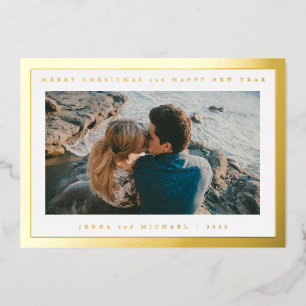 VOEG UW FOTO TOE   Vrolijk kerstfeest en gelukkig  Folie Feestdagenkaart