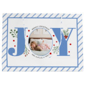 Voeg uw foto's blauwe JOY en strepen toe Groot Cadeauzakje (Achterkant)