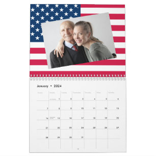 Voeg uw foto's toe American Flag Patriotic 2026 Kalender