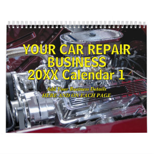 Voeg uw gegevens toe - 20xx-kalend autoreparatiebe kalender