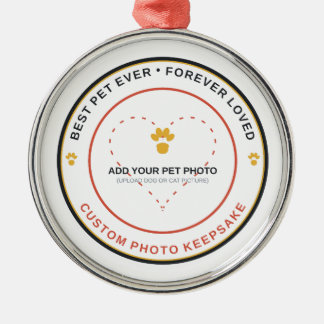 Voeg uw huisdierfoto toe Beste hond ooit memorium Metalen Ornament