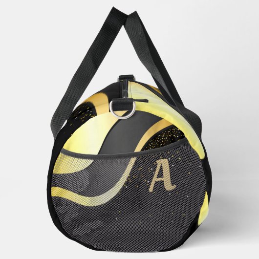 Voeg uw Initiaal, gouden lint ontwerp op zwart toe Plunjezak (Rechts)