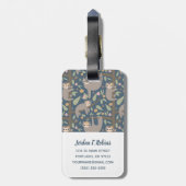 Voeg uw Initiaal toe | Cute Floral Sloth Pattern Bagagelabel (Achterkant verticaal)