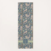 Voeg uw Initiaal toe | Cute Floral Sloth Pattern Yogamat (Voorkant)