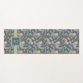 Voeg uw Initiaal toe | Cute Floral Sloth Pattern Yogamat (Voorkant (horizontaal))