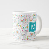 Voeg uw Initiaal toe | Cute Pastel Llama Pattern Extra Grote Beker (Voorkant rechts)