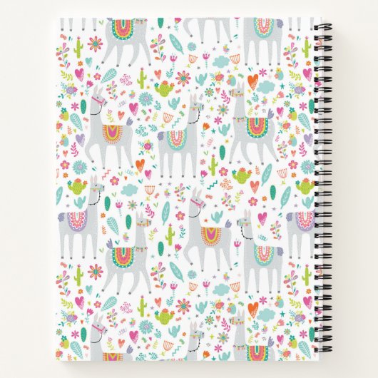 Voeg uw Initiaal toe | Cute Pastel Llama Pattern Notitieboek (Achterkant)