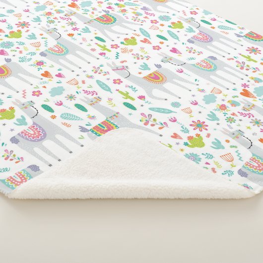 Voeg uw Initiaal toe | Cute Pastel Llama Pattern Sherpa Deken (3/4)