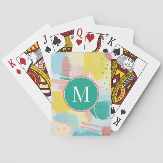 Voeg uw Initiaal toe | Verse zijde Abstract Pokerkaarten (Achterkant)