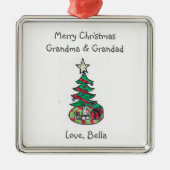 Voeg uw kind kunstwerk grootouders kerst metalen ornament (Voorkant)