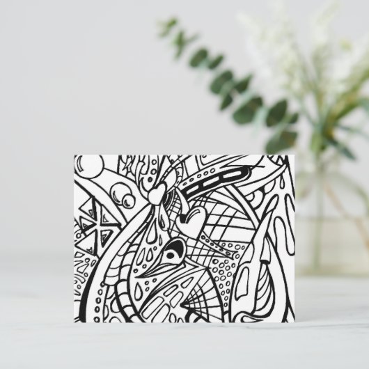 Voeg uw kleur BW2 Kleur me Lijn toe Briefkaart (Staand voorkant)