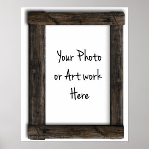 Voeg uw kunst of Foto Oude "Wooden" Lijst Sjabloon Poster