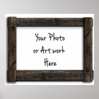 Voeg uw kunst of Foto Oude "Wooden" Lijst Sjabloon