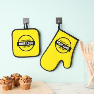 Voeg uw Logo-aangepaste kleine bedrijven toe Ovenwant & Pannenlap Set