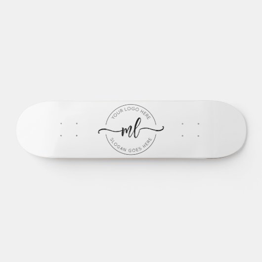 Voeg uw Logo aangepaste monogram Initialen wit Skateboard (Horizontaal)