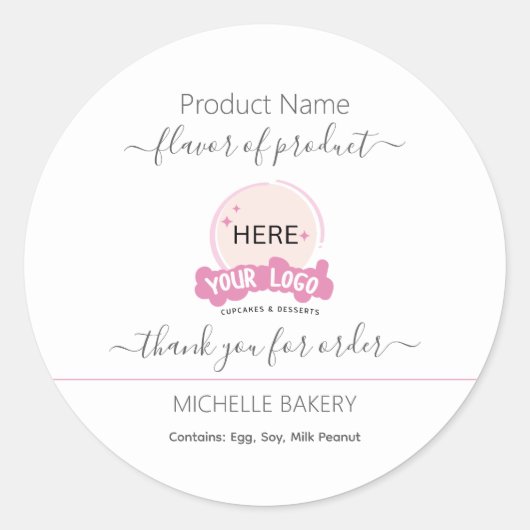 Voeg uw logo Bakery Productnaam toe Ronde Sticker (Voorkant)