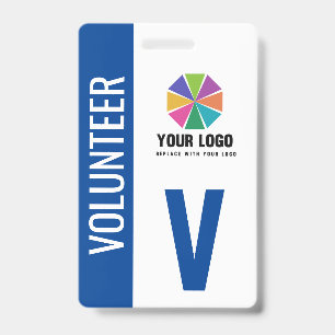 Voeg Uw Logo Blauwe Vrijwilligersbadge Toe Badge