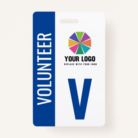 Voeg uw Logo Blue Volunteer Badge toe (Voorkant)