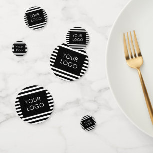 Voeg uw Logo Business Black Stripe toe Confetti