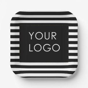 Voeg uw Logo Business Black Stripe toe Papieren Bordje