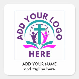 VOEG UW LOGO Business Church Merchandise TOE Vierkante Sticker