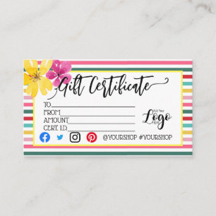 VOEG UW LOGO Business gift certificaatmarketing TO Visitekaartje
