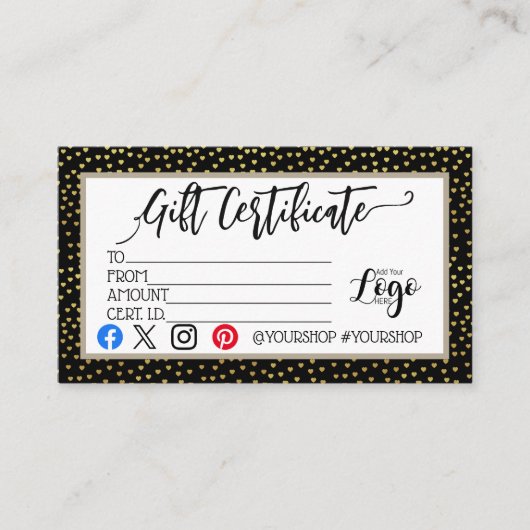 VOEG UW LOGO Business gift certificaatmarketing TO Visitekaartje (Voorkant)