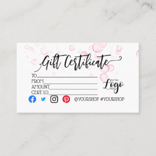 VOEG UW LOGO Business gift certificaatmarketing TO Visitekaartje