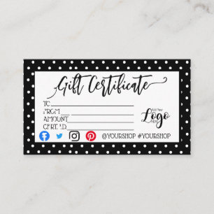 VOEG UW LOGO Business gift certificaatmarketing TO Visitekaartje