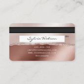 Voeg uw Logo Credit Kaart Roos Gold Glitter Drips Visitekaartje (Achterkant)