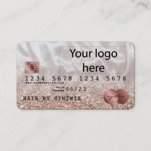 Voeg uw Logo Credit Kaart Styled Roos Gold Glitter Visitekaartje