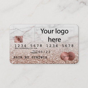 Voeg uw Logo Credit Kaart Styled Roos Gold Glitter Visitekaartje