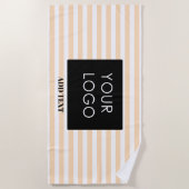 Voeg uw Logo Custom Business Peach Stripes toe Strandlaken (Voorkant)