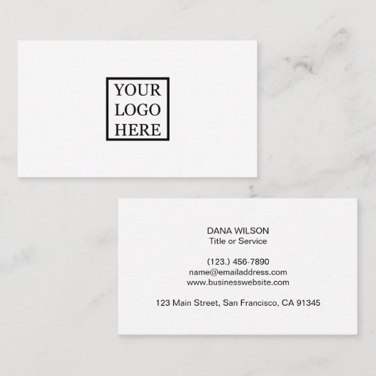 Voeg uw Logo eenvoudige minimalistische zwart-wit Visitekaartje (Voorkant / Achterkant)