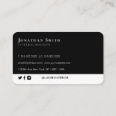 Voeg uw Logo elegante luxe zwart-wit-zwart-wit Visitekaartje (Achterkant)