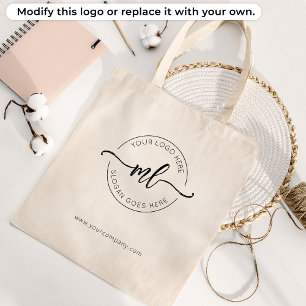 Voeg uw logo elegante monogram eerste branding toe tote bag
