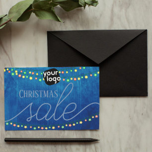 Voeg uw logo en QR-code toe Elegante Kerstverkoop Folie Feestdagen Briefkaart