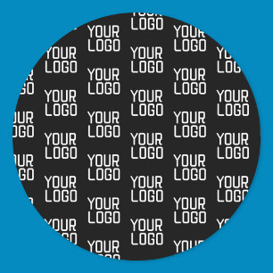 Voeg uw Logo Herhalingspatroon bewerkbare Sjabloon Ronde Sticker