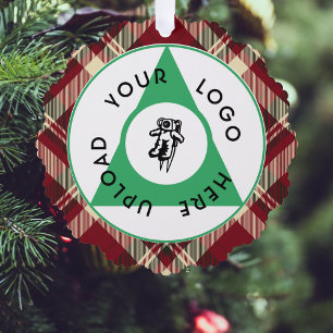 Voeg uw Logo Holiday Plaid toe Ornament Kaart