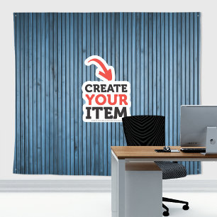 Voeg uw logo Houten panelen Zoom Achtergrond Blauw Wandkleed