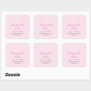 Voeg Uw Logo Kaars Blush Roze Label Vierkant