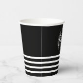 Voeg uw Logo met streepjespatroon toe - zwart wit Papieren Bekers (Rechts)