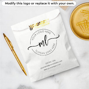 Voeg uw logo minimalist monochroom zwart-wit toe bedankzakje