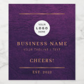 Voeg uw logo paarse gouden bedrijfsnaam toe wijn etiket (Enkel label)